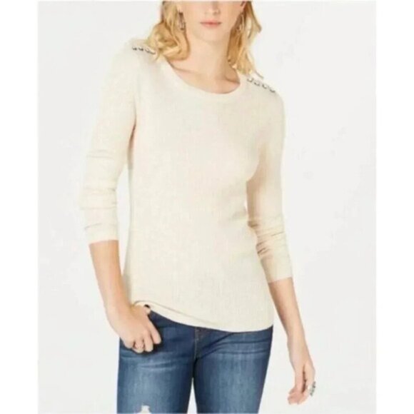 HIPPIE ROSE Lace-Up Shoulder Sweater, NEW Large - Picture 7 of 8